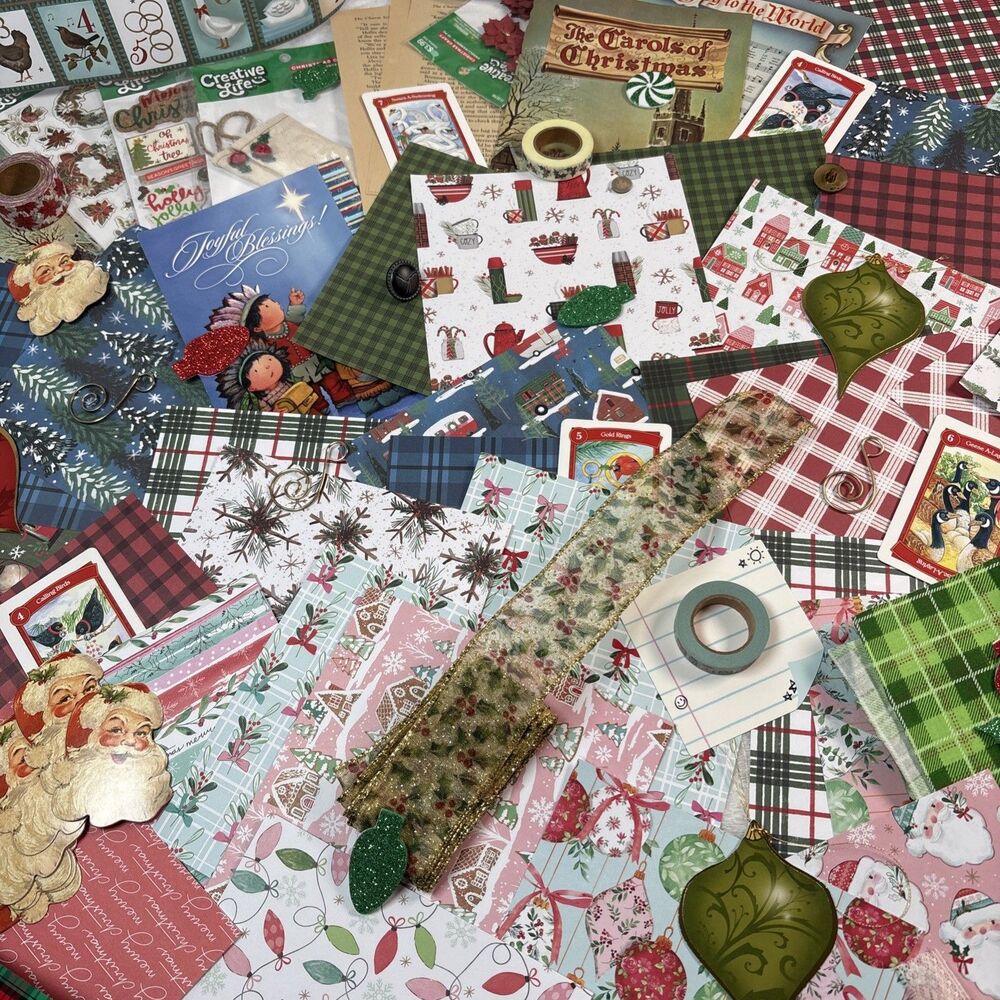 100+ Piece Junk Journal Supply Scrapbook Set Christmas Ephemra Mixed Media